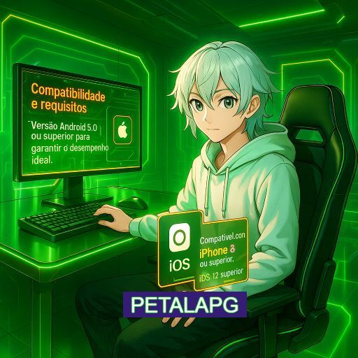 Imagem promocional do app oficial PETALAPG destacando a conveniência de jogar cassino online pelo celular ou navegador