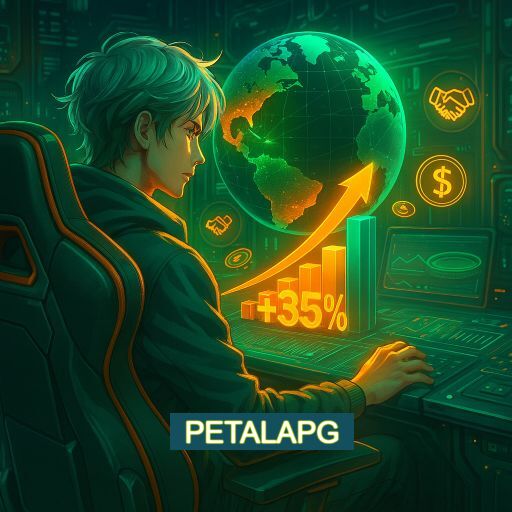 Imagem promocional do app oficial PETALAPG destacando a conveniência de jogar cassino online pelo celular ou navegador