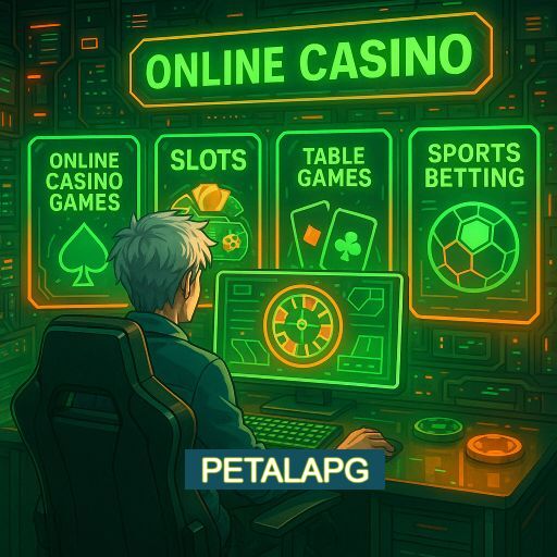 Imagem promocional do app oficial PETALAPG destacando a conveniência de jogar cassino online pelo celular ou navegador