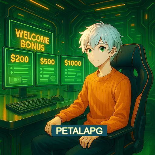 Imagem promocional do app oficial PETALAPG destacando a conveniência de jogar cassino online pelo celular ou navegador